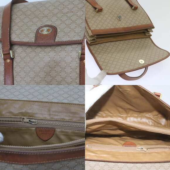 CELINE Macadam Canvas Shoulder Bag Beige - Picture 11 of 13